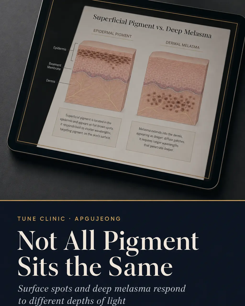 Not All Pigment Sits the Same — Surface spots and deep melasma respond to different depths of light