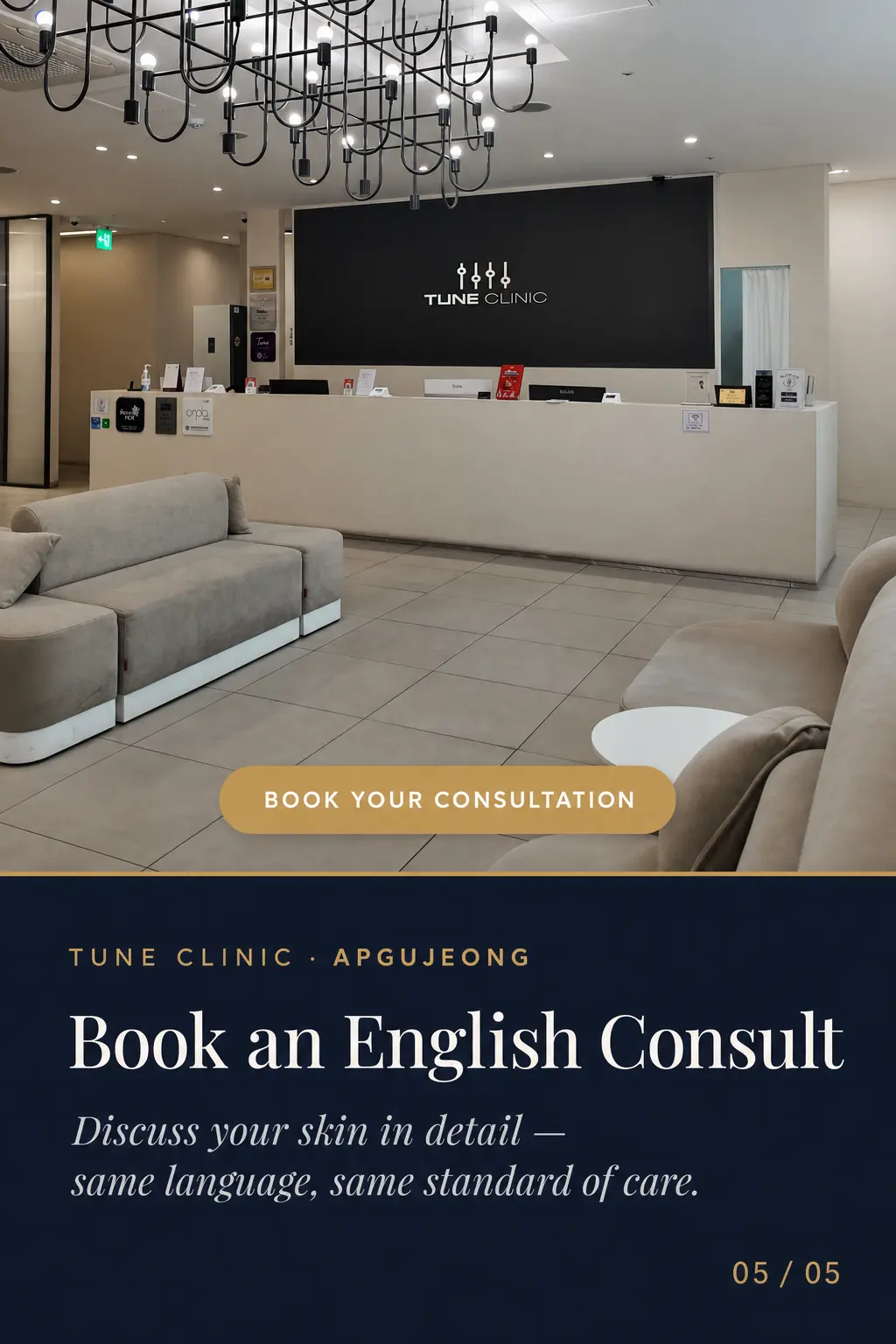 Book an English Consult — Discuss your skin in detail — same language, same standard of care.